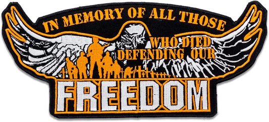 Freedom in The Memory of All Center Back Patch - POW MIA Veteran for Biker Vest Jacket