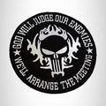 God Will Judge Our Enemies Center Back Patch - White Round Christian for Biker Vest Jacket