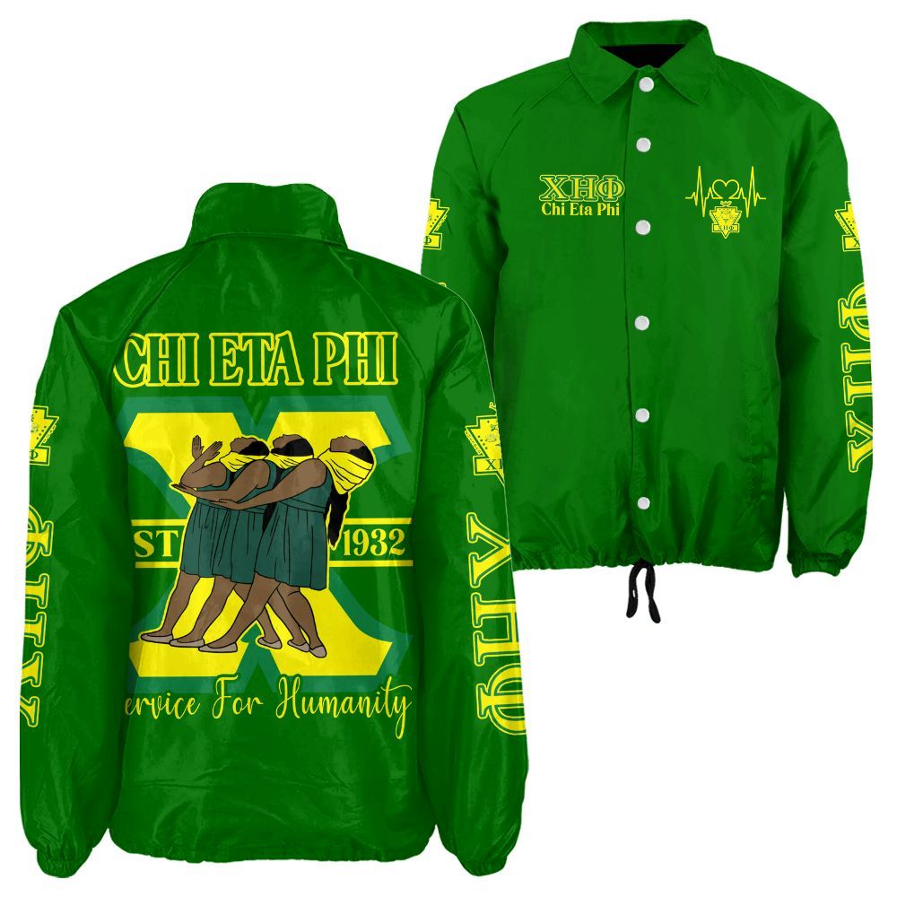 Green Chi Eta Phi Crossing Jacket – Personalized Nursing Sorority Coach Jacket