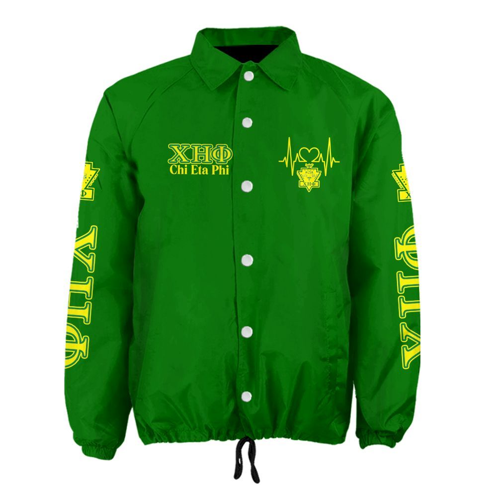 Green Chi Eta Phi Crossing Jacket – Personalized Nursing Sorority Coach Jacket