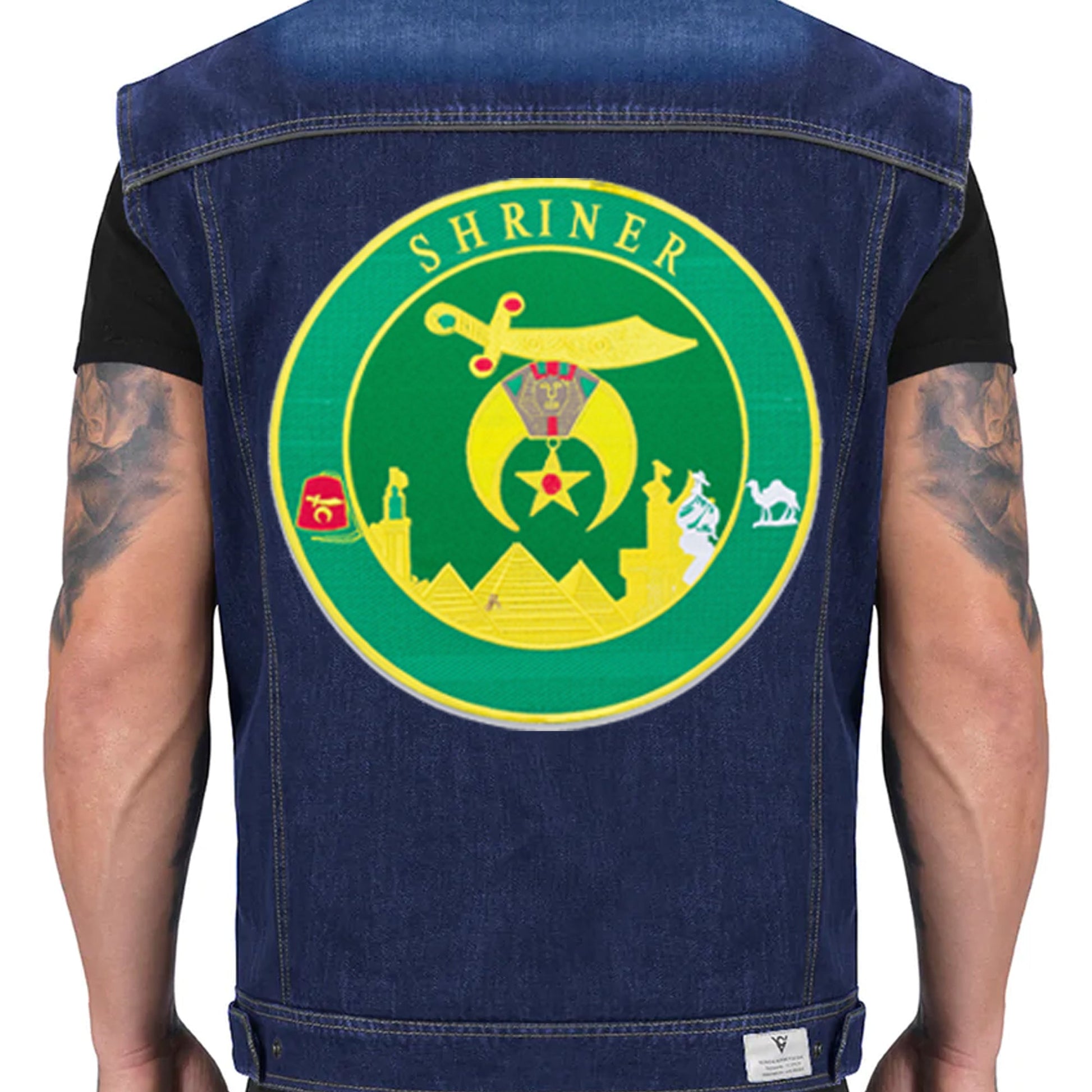 Green Shriner Round Center Back Patch - Masonic for Biker Vest Jacket