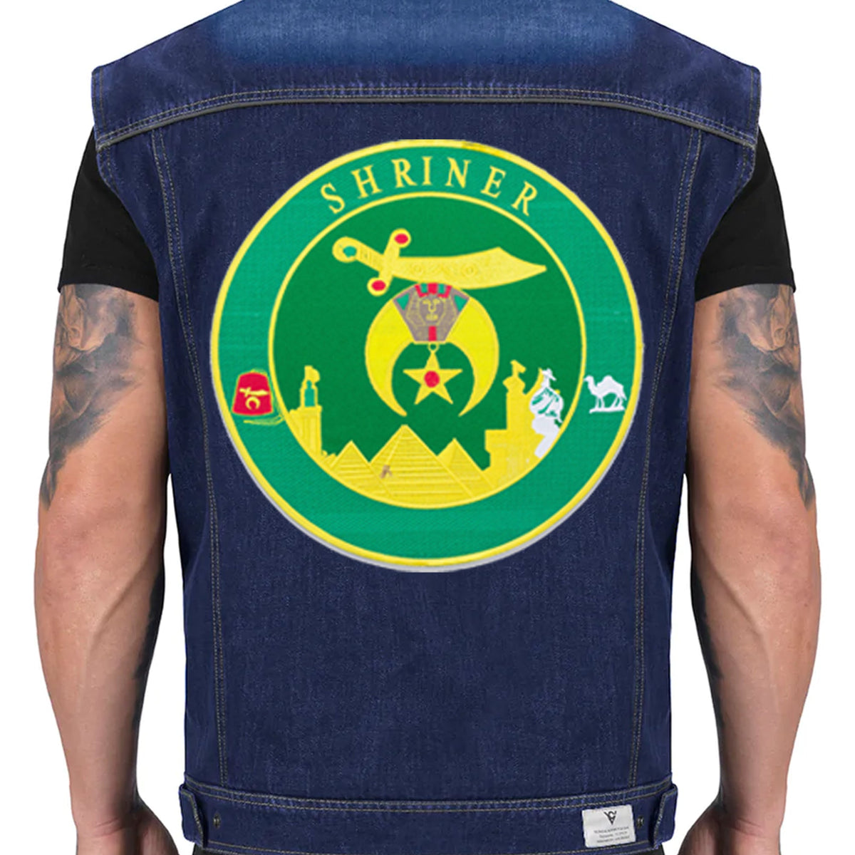 Green Shriner Round Center Back Patch - Masonic for Biker Vest Jacket