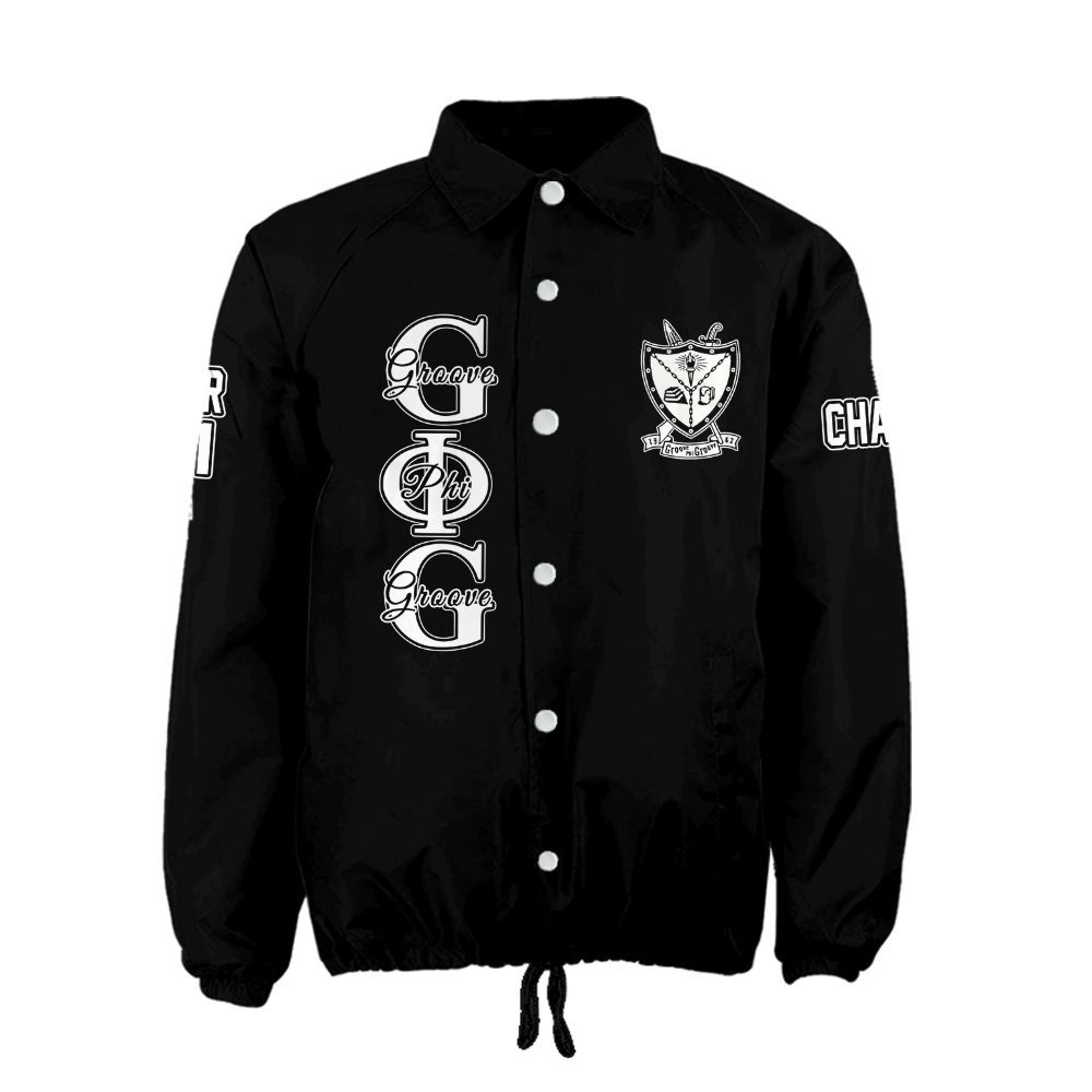 Groove Phi Groove "Legacy Edition" Coach Jacket – Premium Personalized Fellowship Apparel (Black Edition)