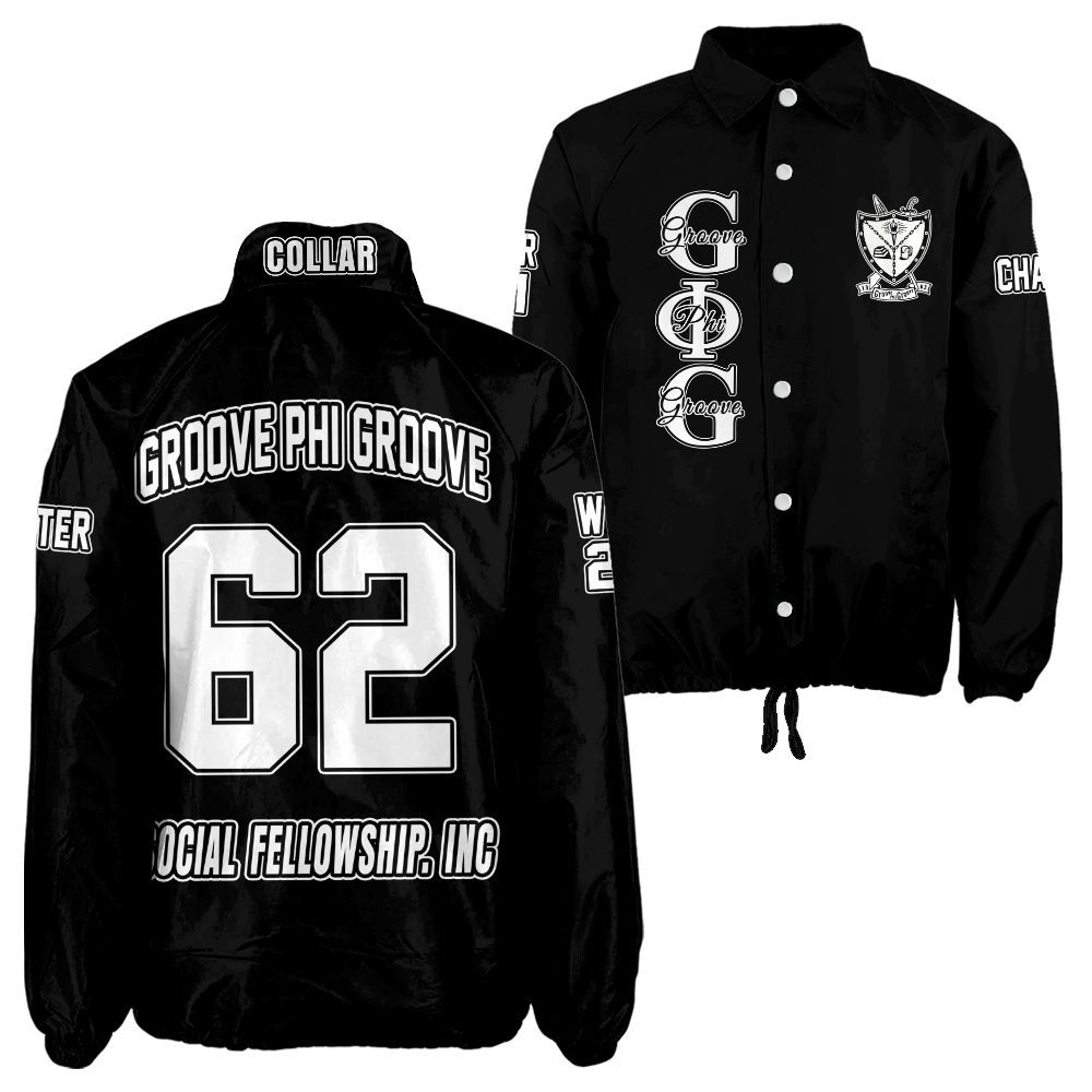 Groove Phi Groove "Legacy Edition" Coach Jacket – Premium Personalized Fellowship Apparel (Black Edition)