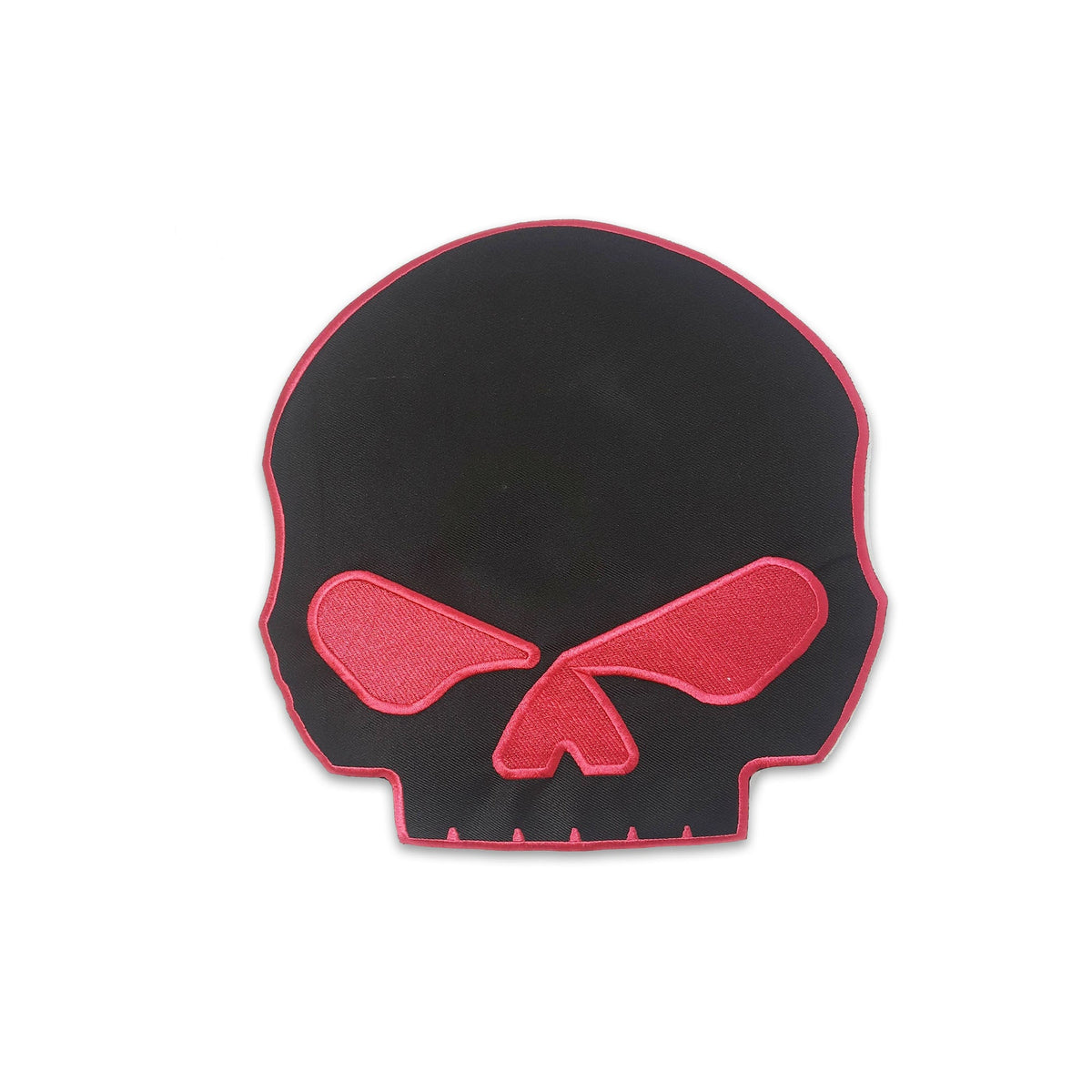 Half Skull Center Back Patch - Red on Black for Biker Vest Jacket