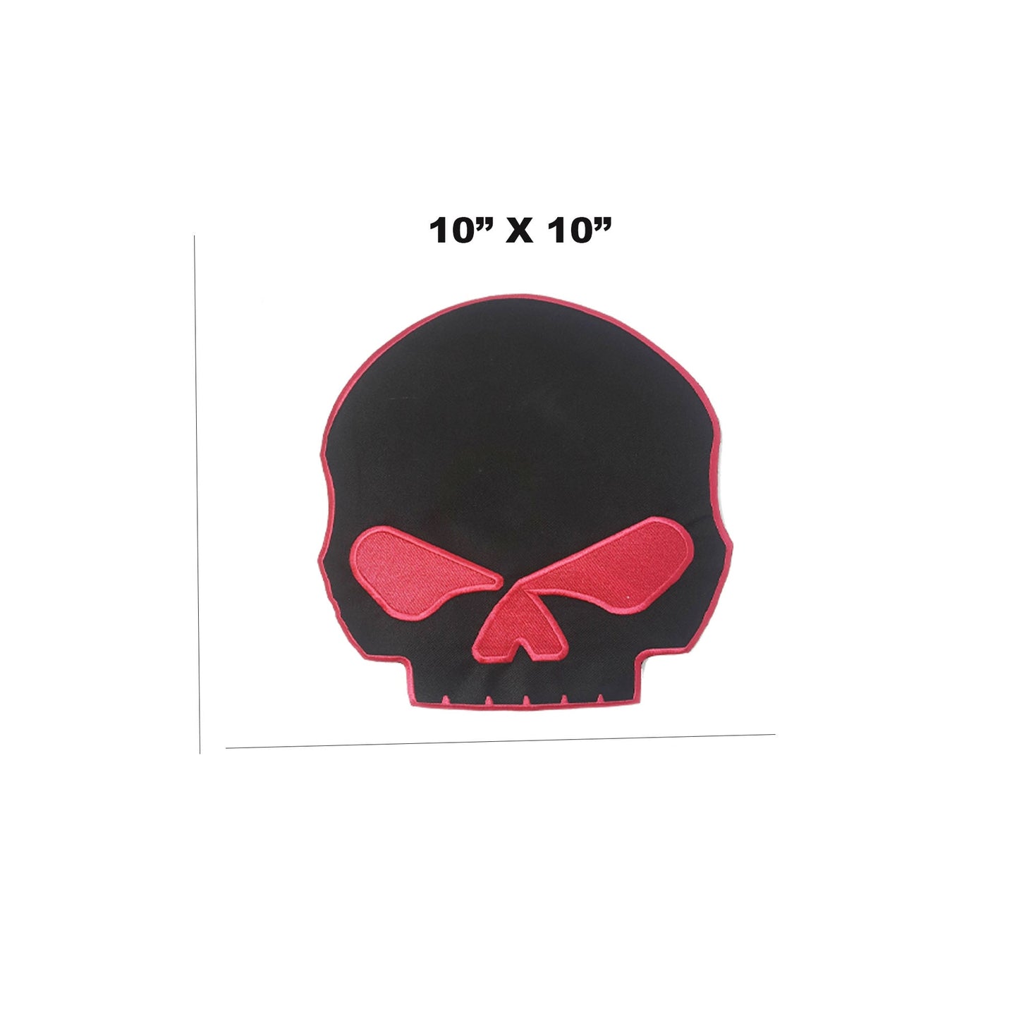 Half Skull Center Back Patch - Red on Black for Biker Vest Jacket