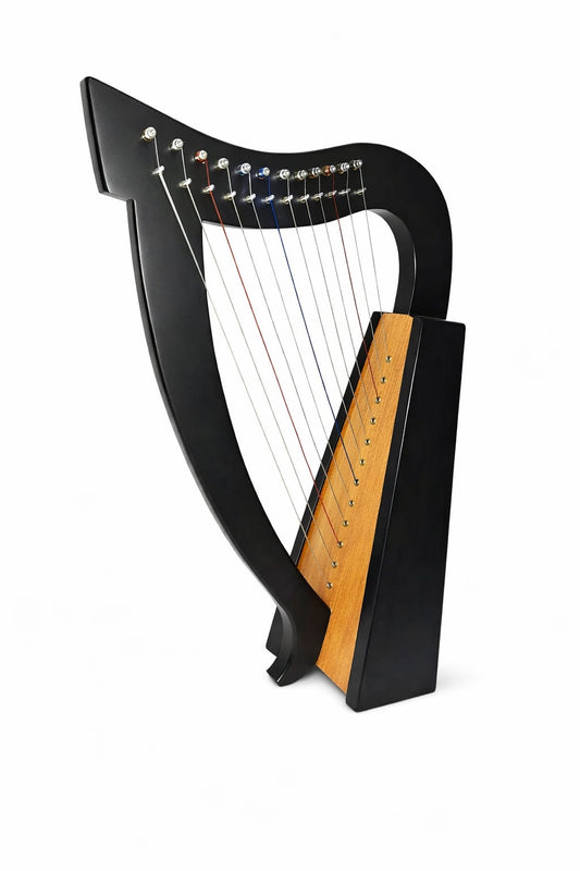 Hand - Carved Black 12 - String Celtic Lap Harp
