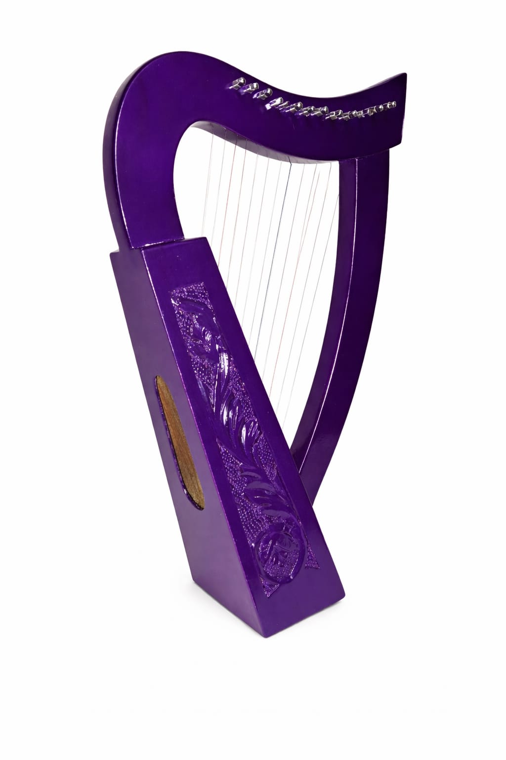 Hand - Carved Purple 12 - String Celtic Lap Harp – Portable Folk Instrument for Beginners with Padded Gig Bag