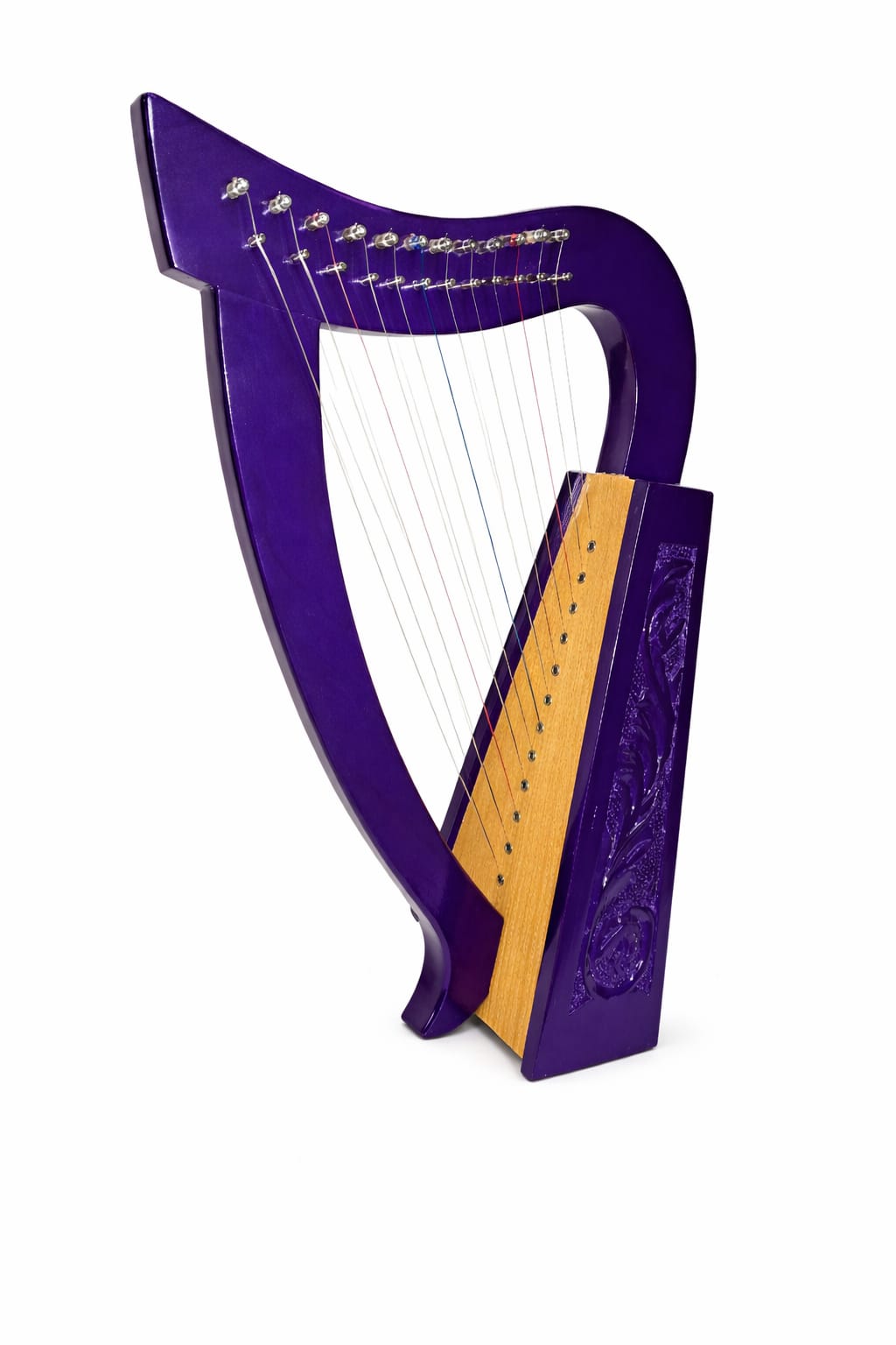 Hand - Carved Purple 12 - String Celtic Lap Harp – Portable Folk Instrument for Beginners with Padded Gig Bag