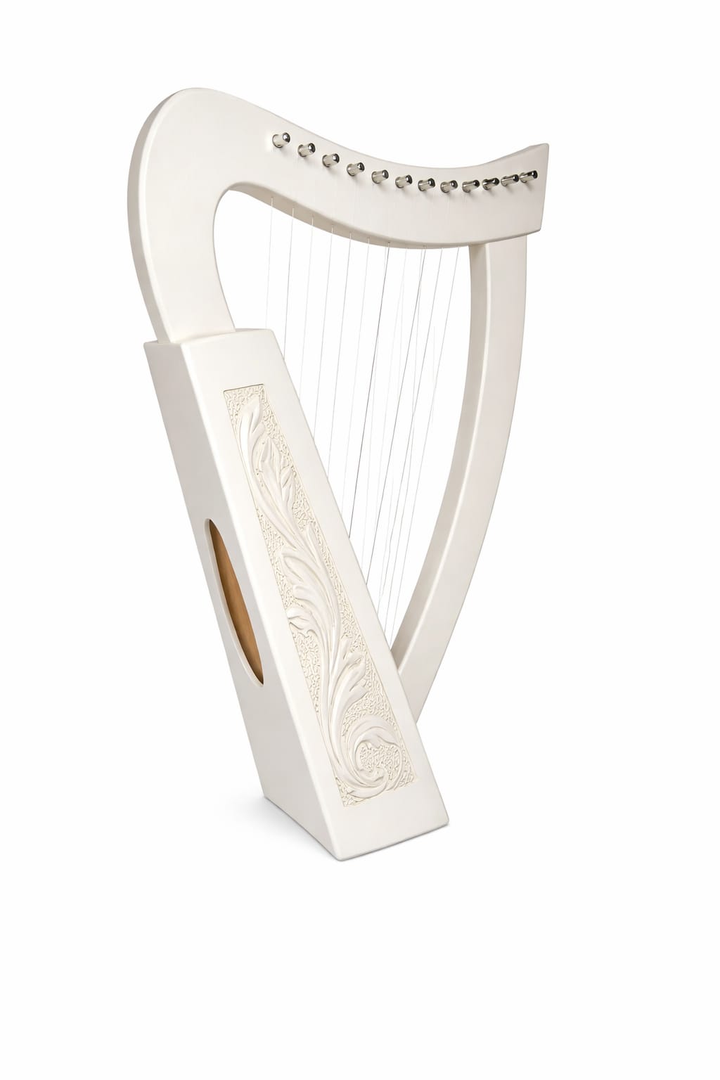 Hand - Carved White 12 - String Celtic Lap Harp – Portable Folk Instrument for Beginners & Decor