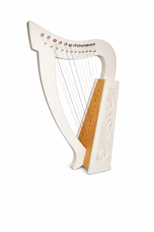 Hand - Carved White 12 - String Celtic Lap Harp – Portable Folk Instrument for Beginners & Decor