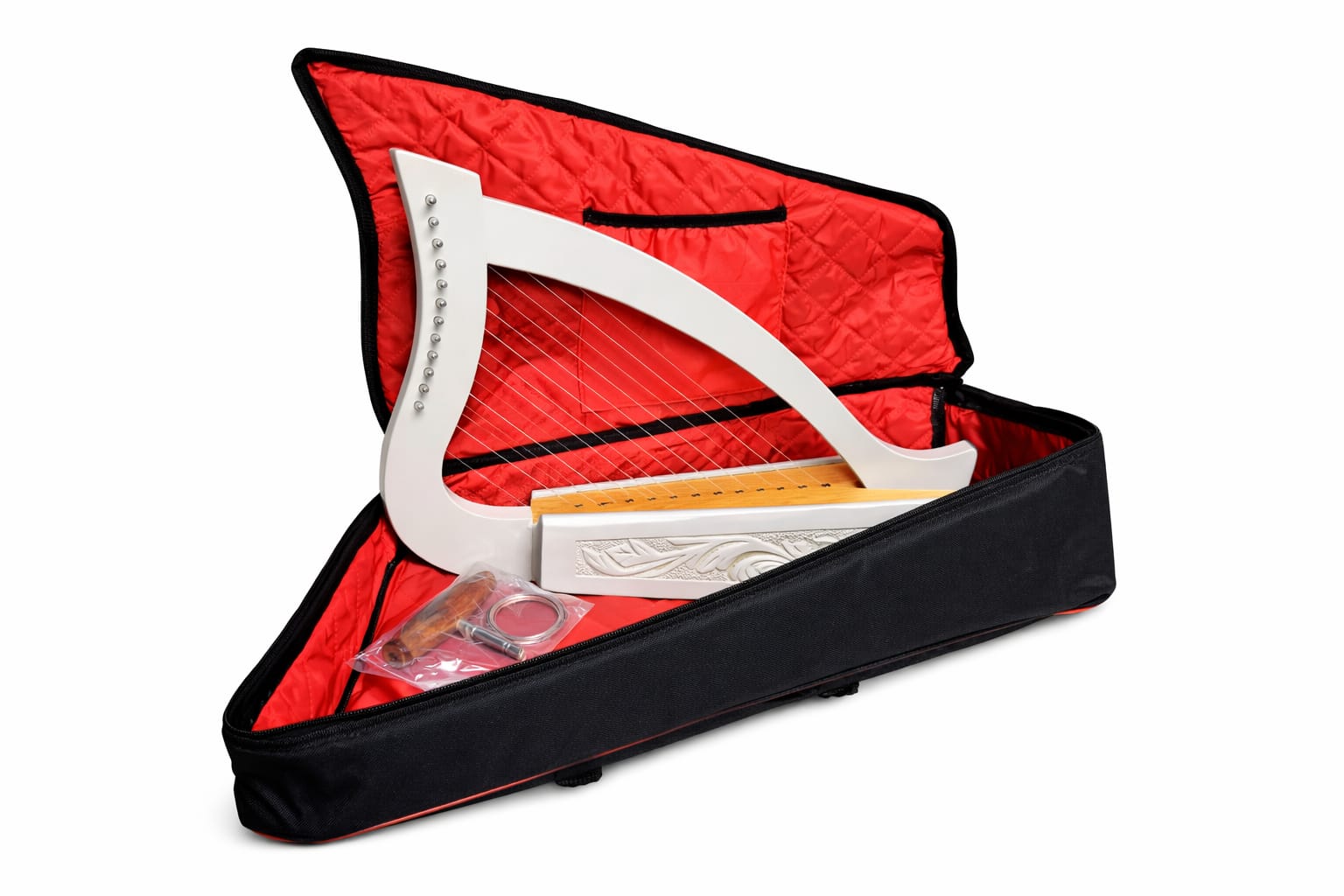 Hand - Carved White 12 - String Celtic Lap Harp – Portable Folk Instrument for Beginners & Decor