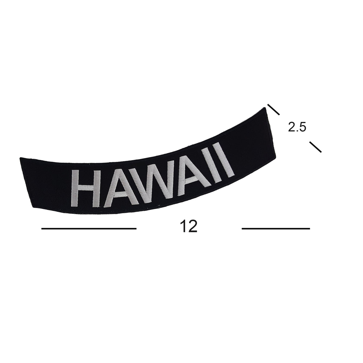 Hawaii Bottom Rocker Patch - White on Black Iron On Sew On Large Back Patch for Biker Vest Jacket