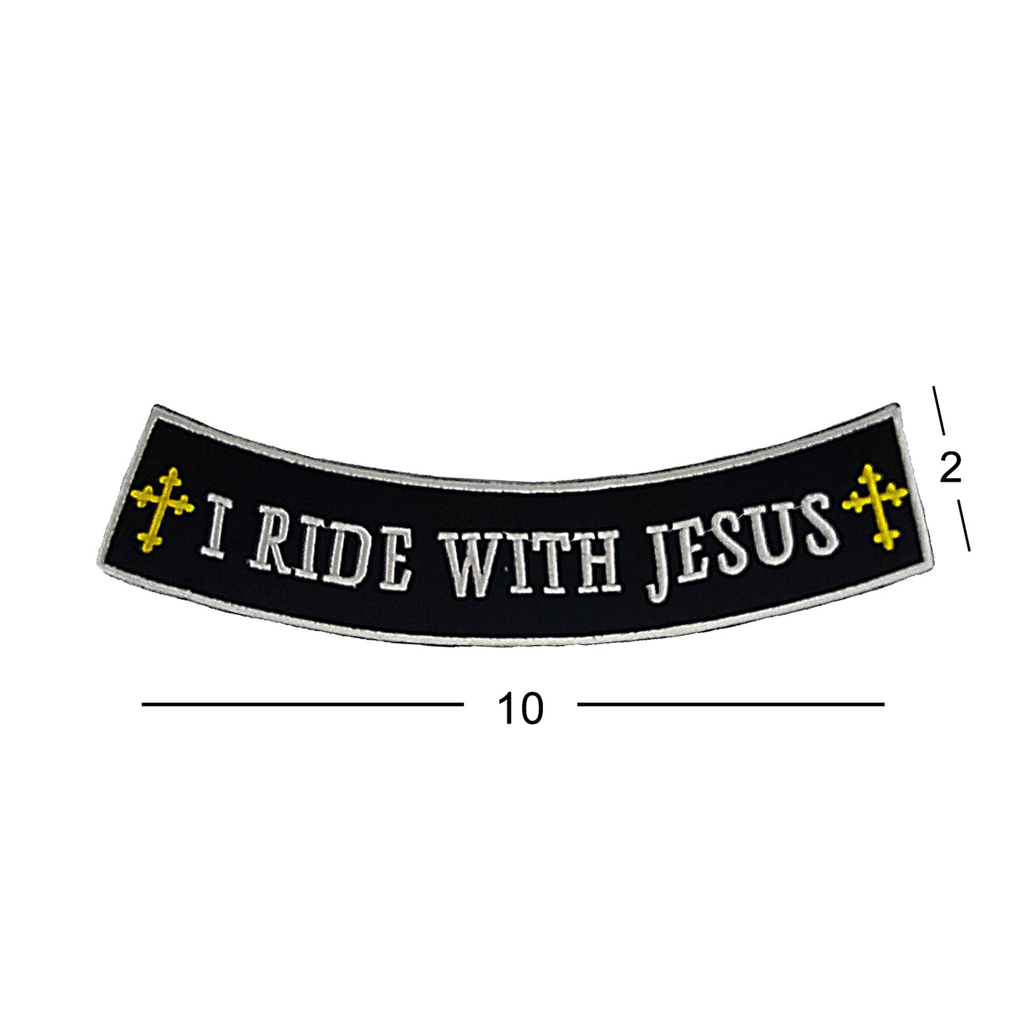 I Ride with Jesus Iron On Sew On Bottom Rocker Large Back Patch for Jacket Vest