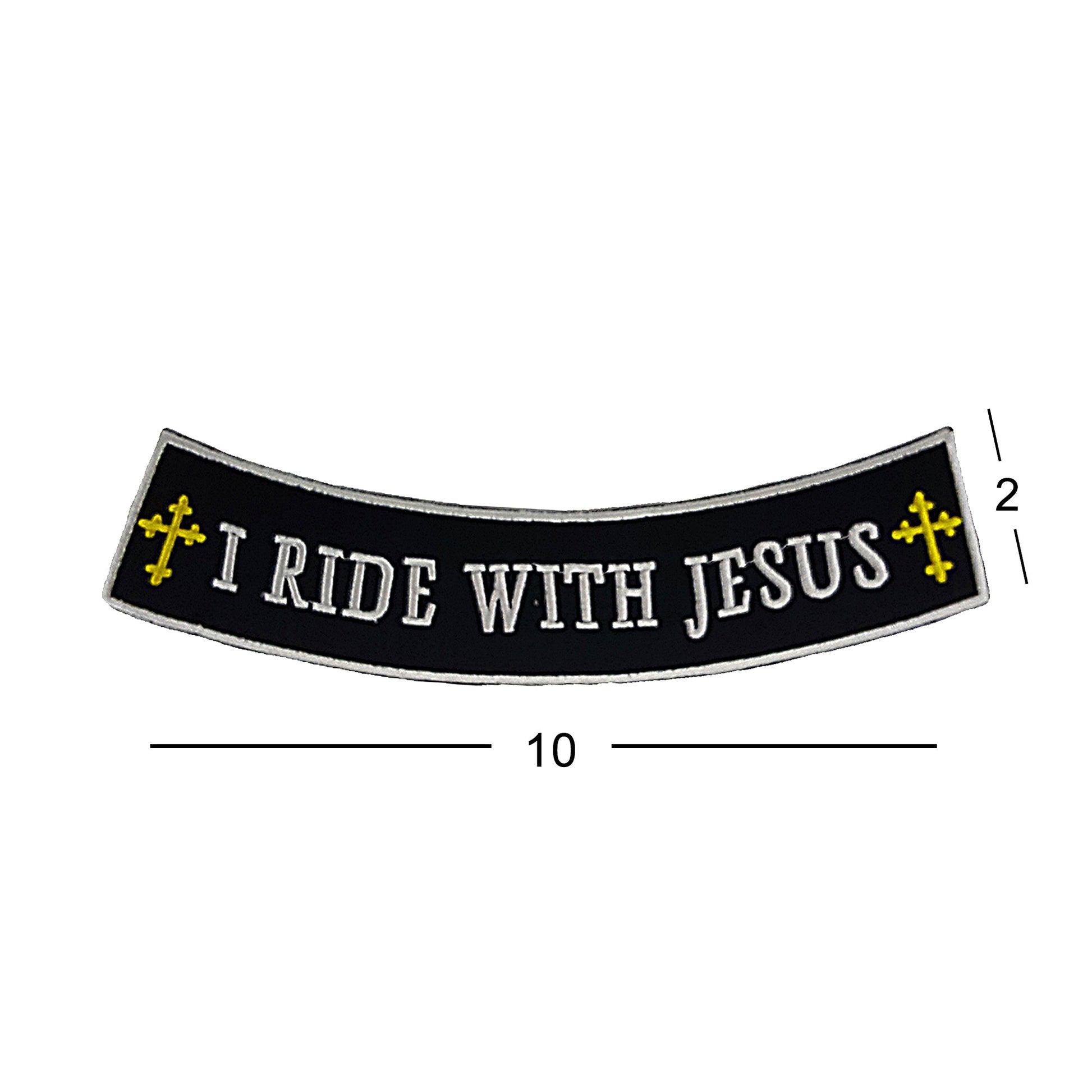 I Ride with Jesus Iron On Sew On Bottom Rocker Large Back Patch for Jacket Vest
