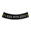 I Ride with Jesus Iron On Sew On Bottom Rocker Large Back Patch for Jacket Vest