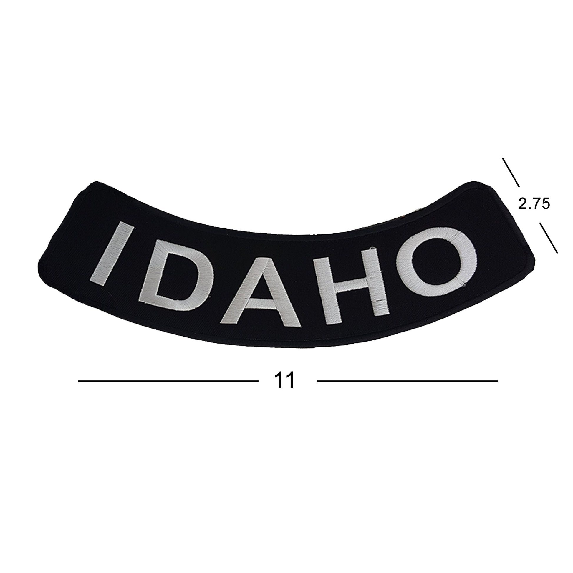 Idaho White on Black Iron On Sew On Bottom Rocker Large Back Patch for Jacket Vest