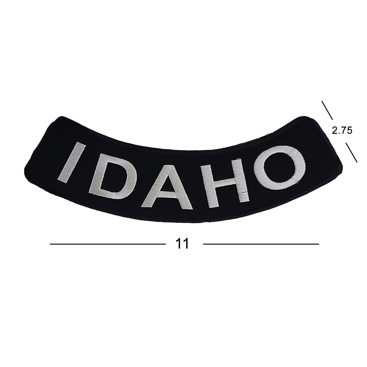 Idaho White on Black Iron On Sew On Bottom Rocker Large Back Patch for Jacket Vest