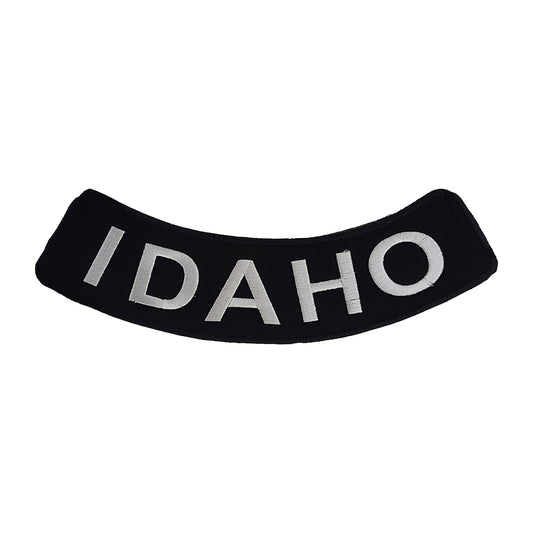 Idaho White on Black Iron On Sew On Bottom Rocker Large Back Patch for Jacket Vest
