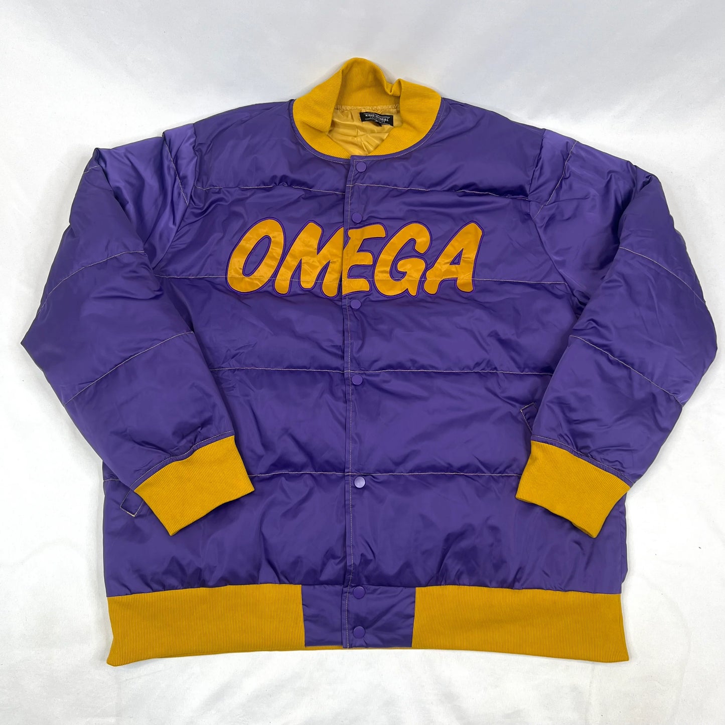 Omega Puffer Coat – Purple & Old Gold Nylon