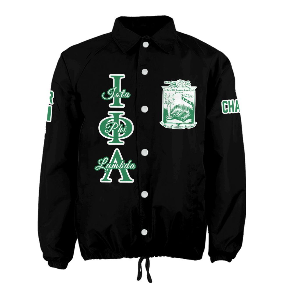 Iota Phi Lambda Black Coach Jacket – Custom Embroidered Business Sorority Jacket