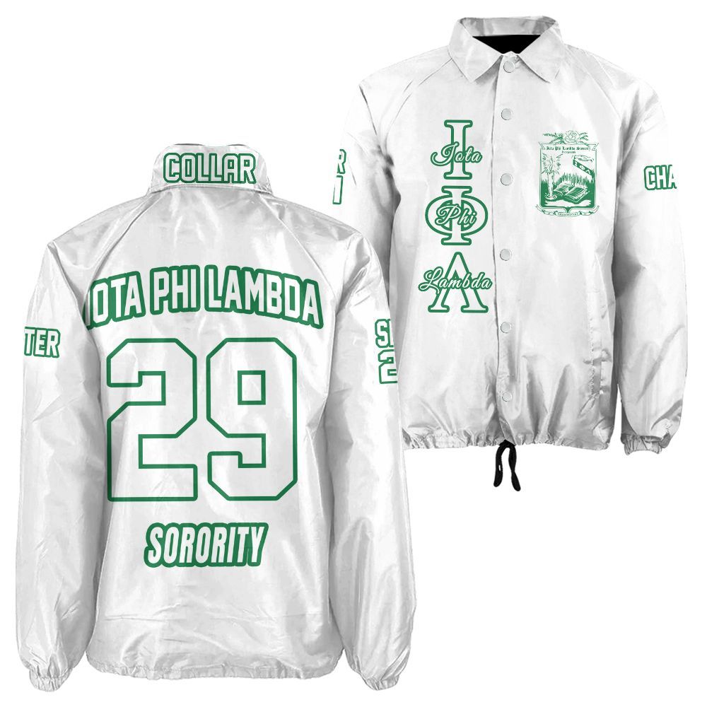 Iota Phi Lambda Sorority Crossing Jacket – Custom Crest & Name Embroidered Coach Jacket