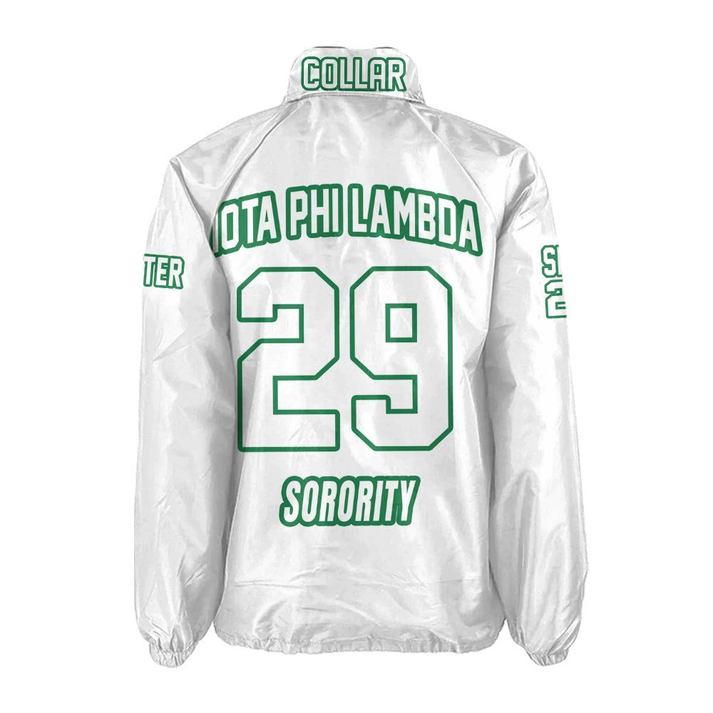 Iota Phi Lambda Sorority Crossing Jacket – Custom Crest & Name Embroidered Coach Jacket