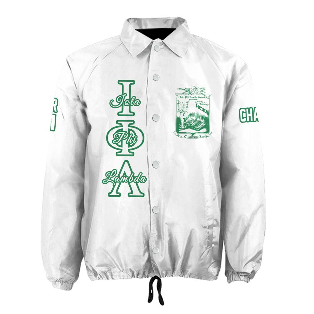 Iota Phi Lambda Sorority Crossing Jacket – Custom Crest & Name Embroidered Coach Jacket