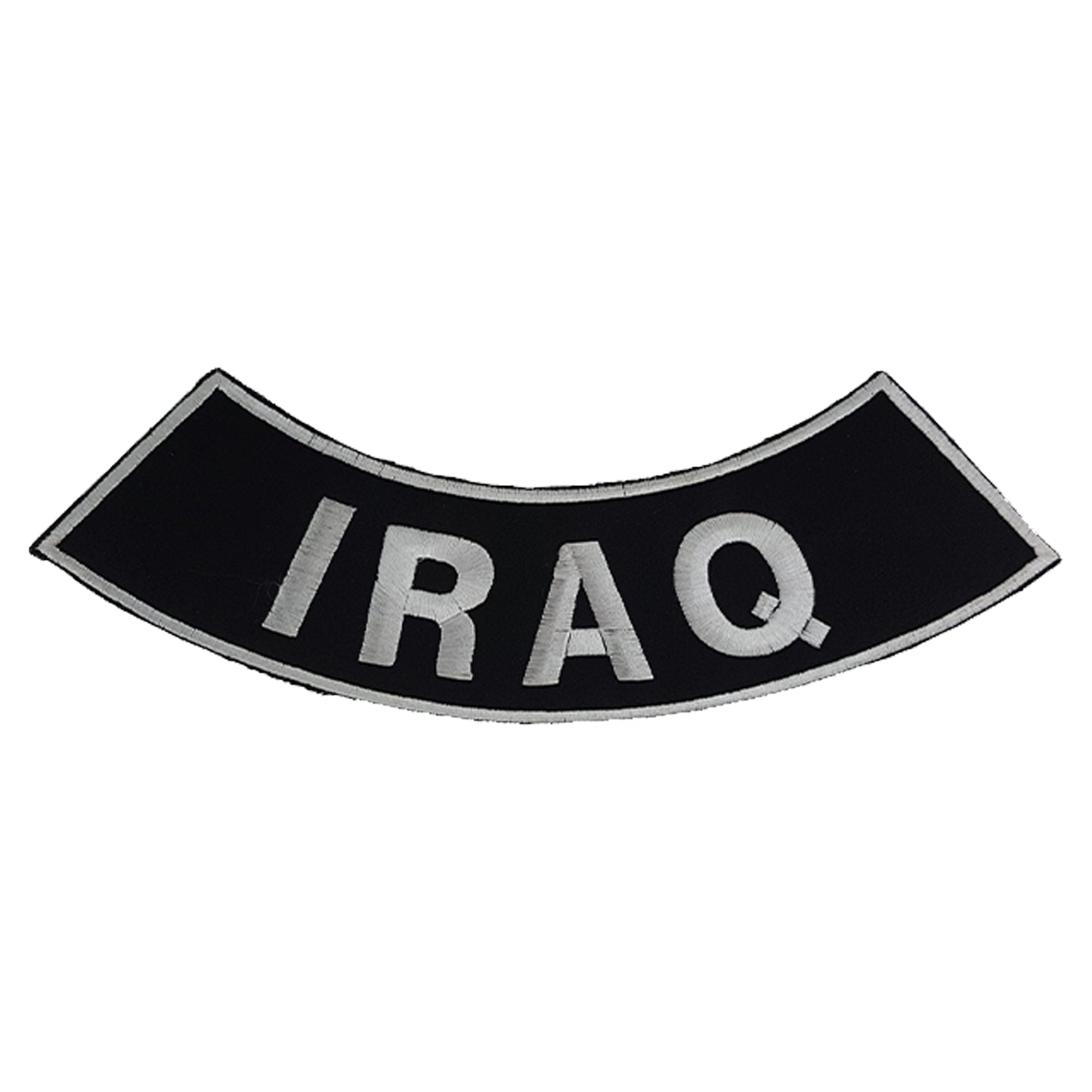 Iraq Bottom Rocker Patch - White on Black Iron On Sew On Large Back Patch for Biker Vest Jacket Veteran
