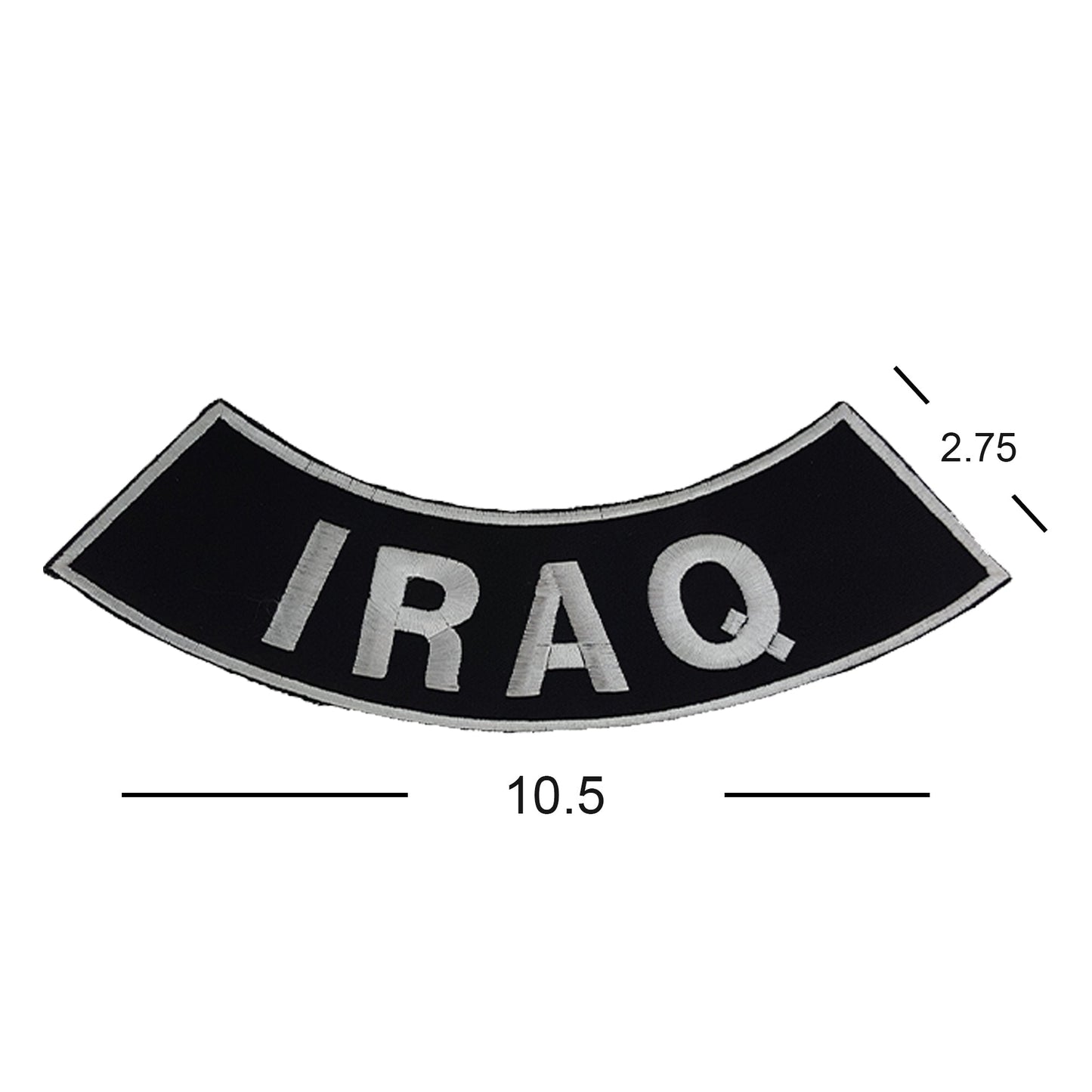 Iraq Bottom Rocker Patch - White on Black Iron On Sew On Large Back Patch for Biker Vest Jacket Veteran