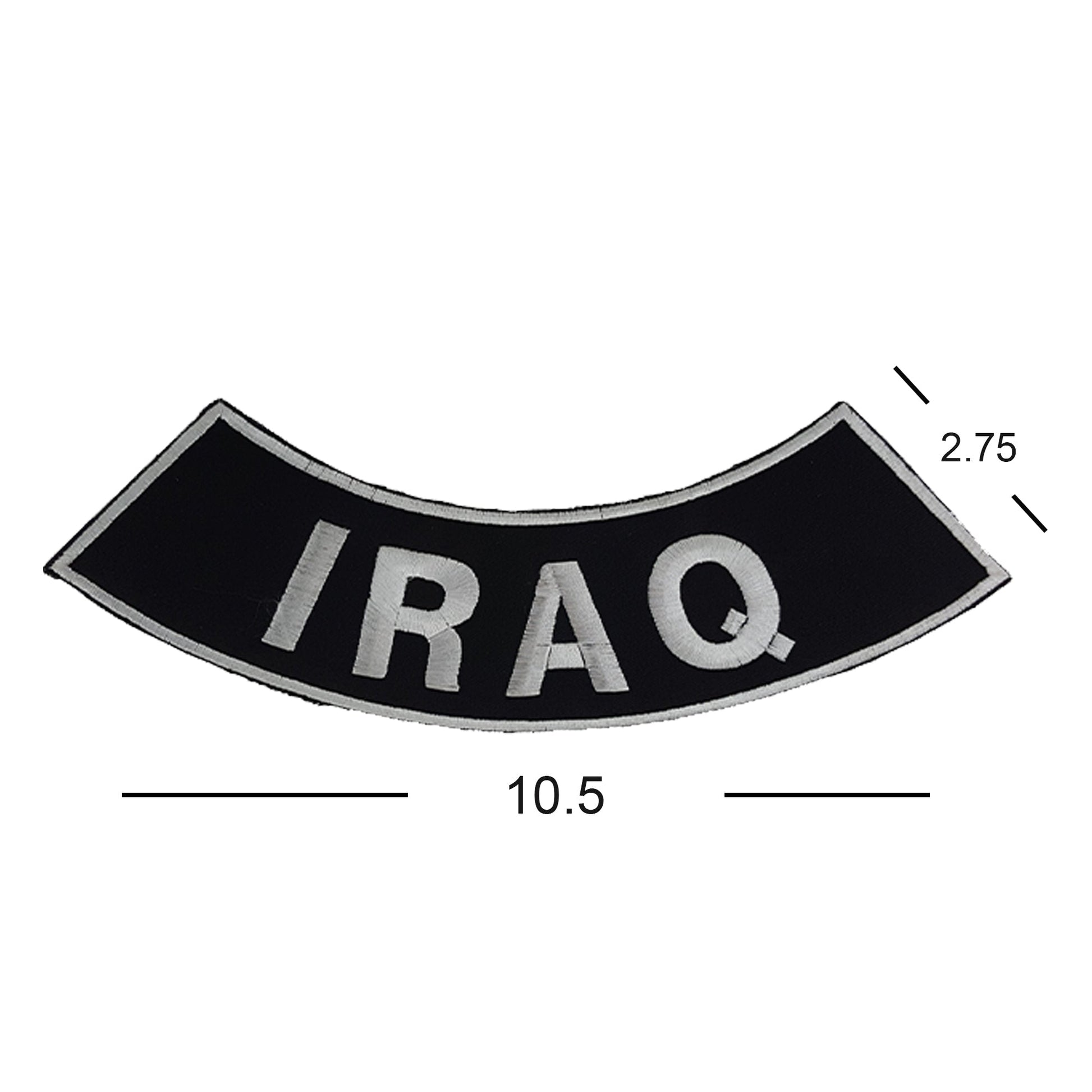 Iraq Bottom Rocker Patch - White on Black Iron On Sew On Large Back Patch for Biker Vest Jacket Veteran