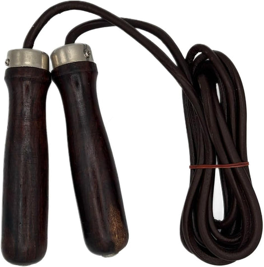 Jump Rope Leather - Genuine Cowhide Adjustable Workout Skipping Rope Ball Bearings for Women Men Kids