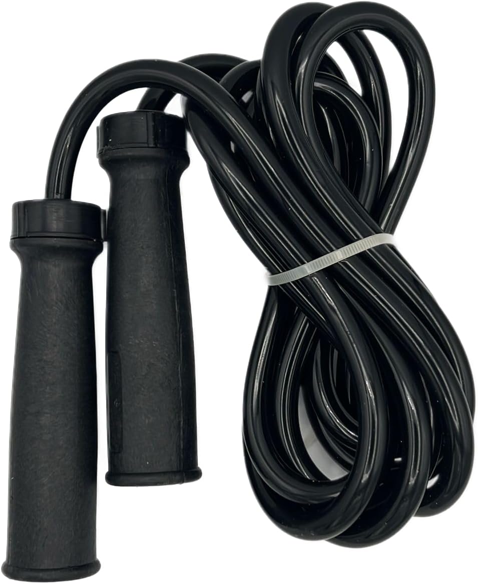 Jump Rope Plastic Fat Black Handle - Workout Skipping Rope Ball Bearings for Women Men Kids