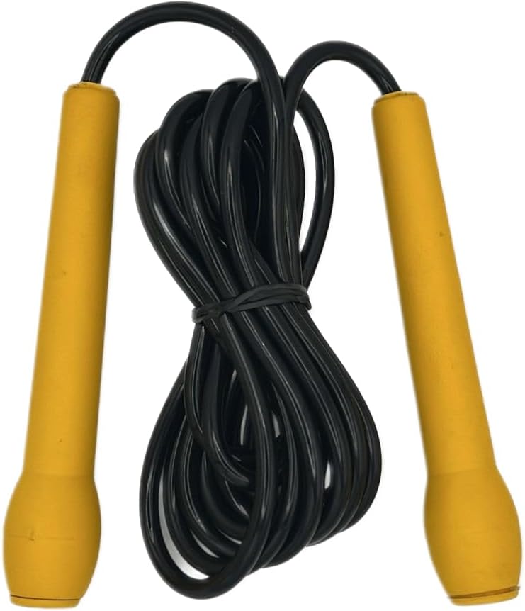 Jump Rope Plastic Yellow Handle - Workout Skipping Rope Ball Bearings for Women Men Kids