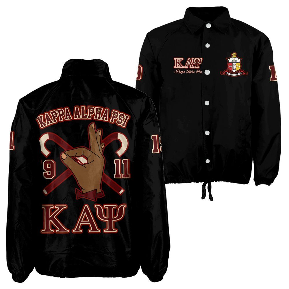 Kappa Alpha Psi Black Coach Jacket – Custom Embroidered Kappa Crossing Jacket