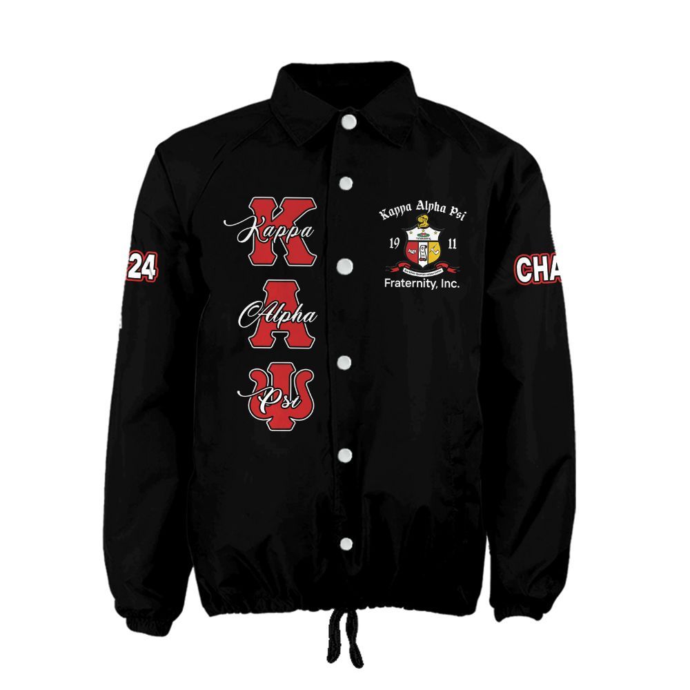 Kappa Alpha Psi Black Coach Jacket – Custom Embroidered Kappa Crossing Jacket