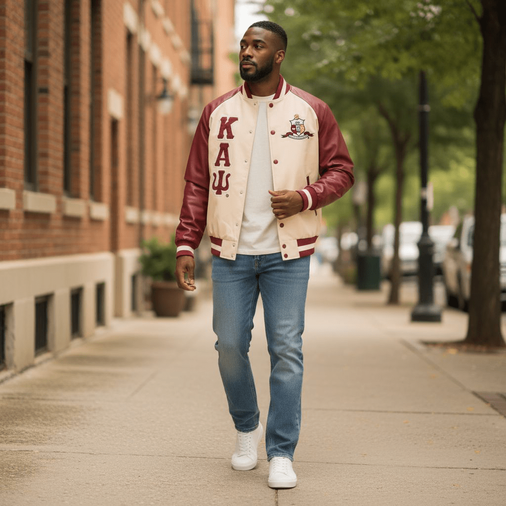 Kappa Alpha Psi Krimson & Kream Bomber Jacket - Fraternity