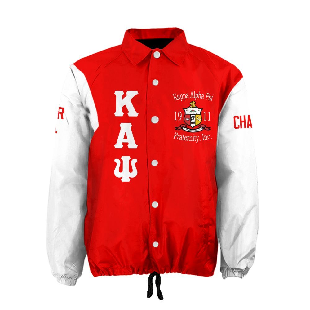 Kappa Alpha Psi Red & White Coach Jacket – Custom Embroidered Kappa Crossing Jacket