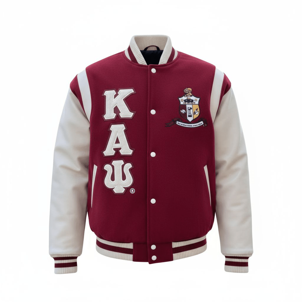 Kappa Alpha Psi Varsity Letterman Jacket - Krimson & Kream Wool Fraternity