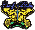 Lady Rider Butterfly Roses Center Back Patch - Round Women Biker for Biker Vest Jacket