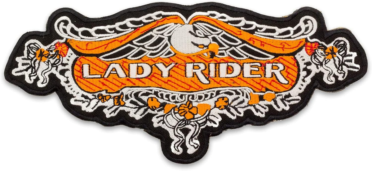 Lady Rider Eagle Center Back Patch - Women Biker for Biker Vest Jacket