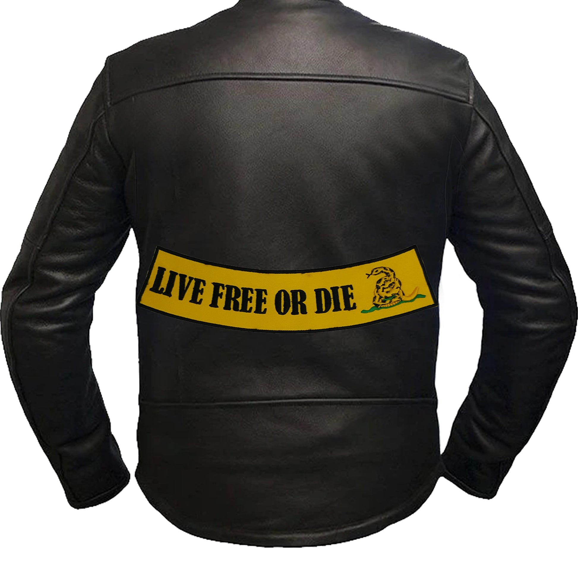 Live Free or Die Bottom Rocker Patch - Iron On Sew On Large Back Patch for Biker Vest Jacket