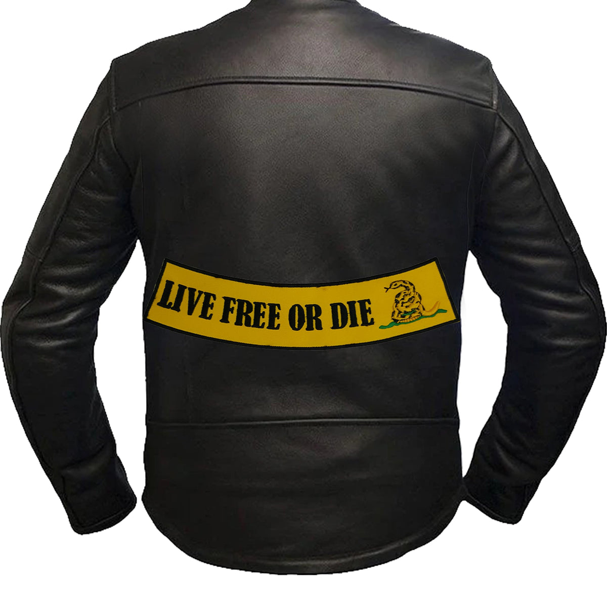 Live Free or Die Bottom Rocker Patch - Iron On Sew On Large Back Patch for Biker Vest Jacket