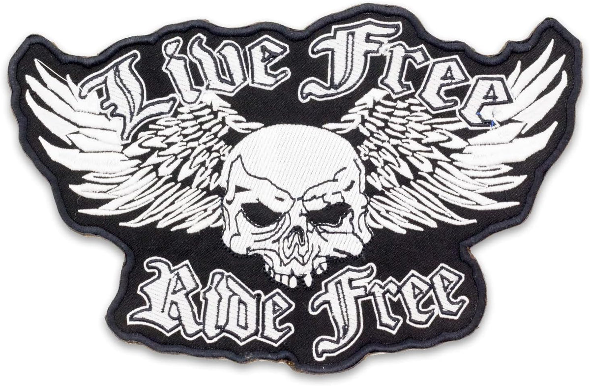Live Free Ride Free Skull Center Back Patch - for Biker Vest Jacket