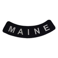 Maine Bottom Rocker Patch - White on Black Iron On Sew On Large Back Patch for Biker Vest Jacket
