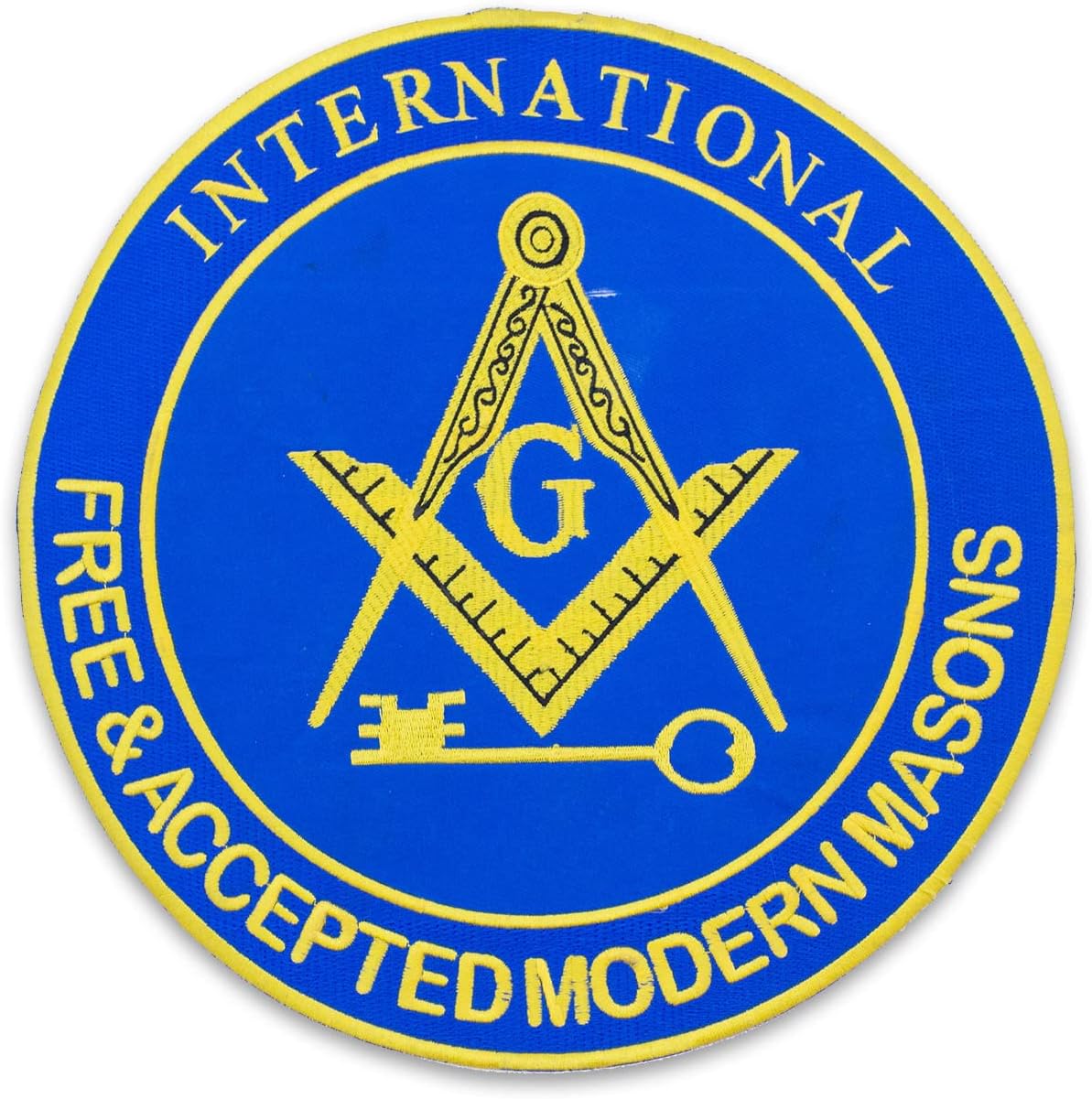Mason Blue and Gold Round Center Back Patch - Masonic Freemason for Biker Vest Jacket