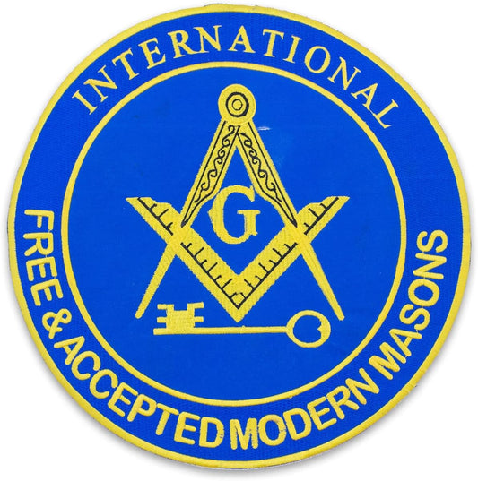 Mason Blue and Gold Round Center Back Patch - Masonic Freemason for Biker Vest Jacket