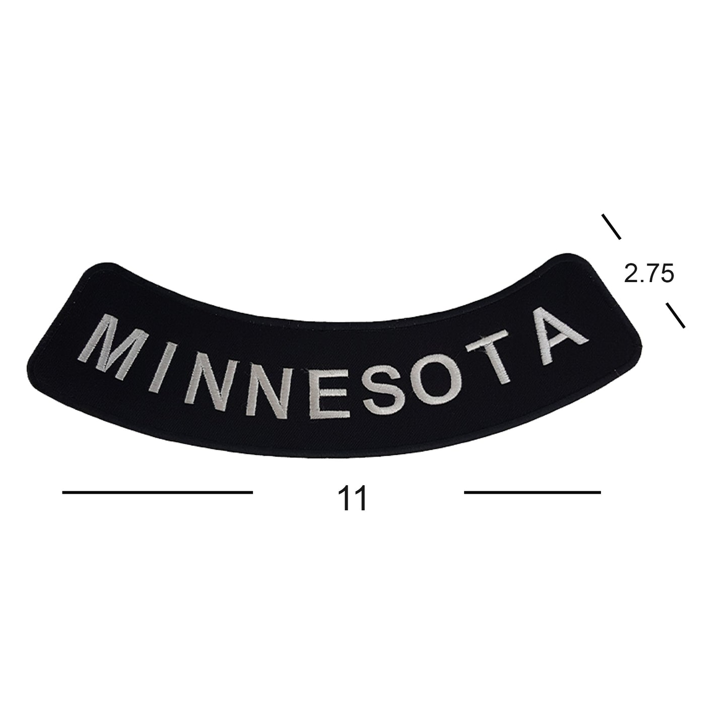 Minnesota Bottom Rocker Patch - White on Black Iron On Sew On Large Back Patch for Biker Vest Jacket