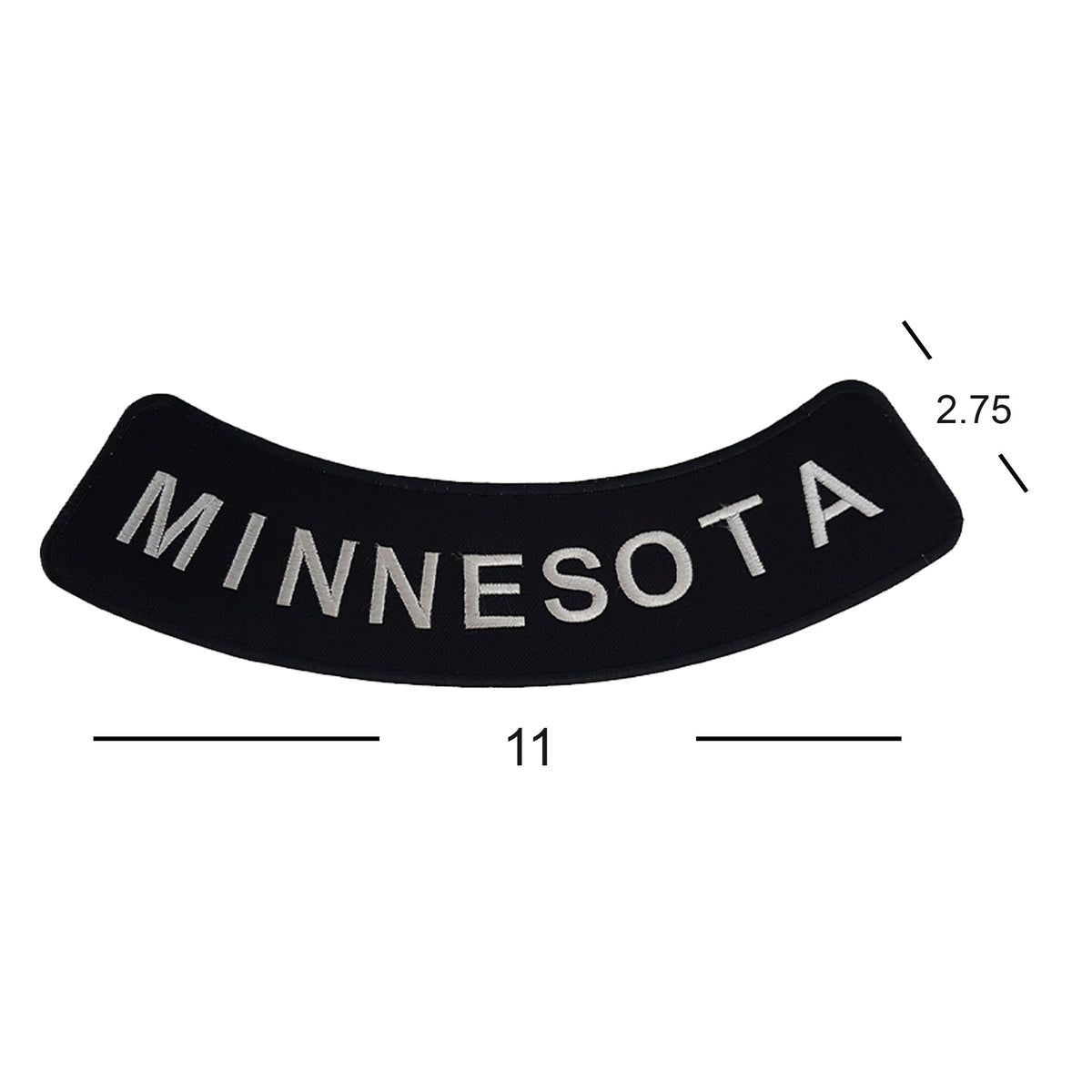 Minnesota Bottom Rocker Patch - White on Black Iron On Sew On Large Back Patch for Biker Vest Jacket