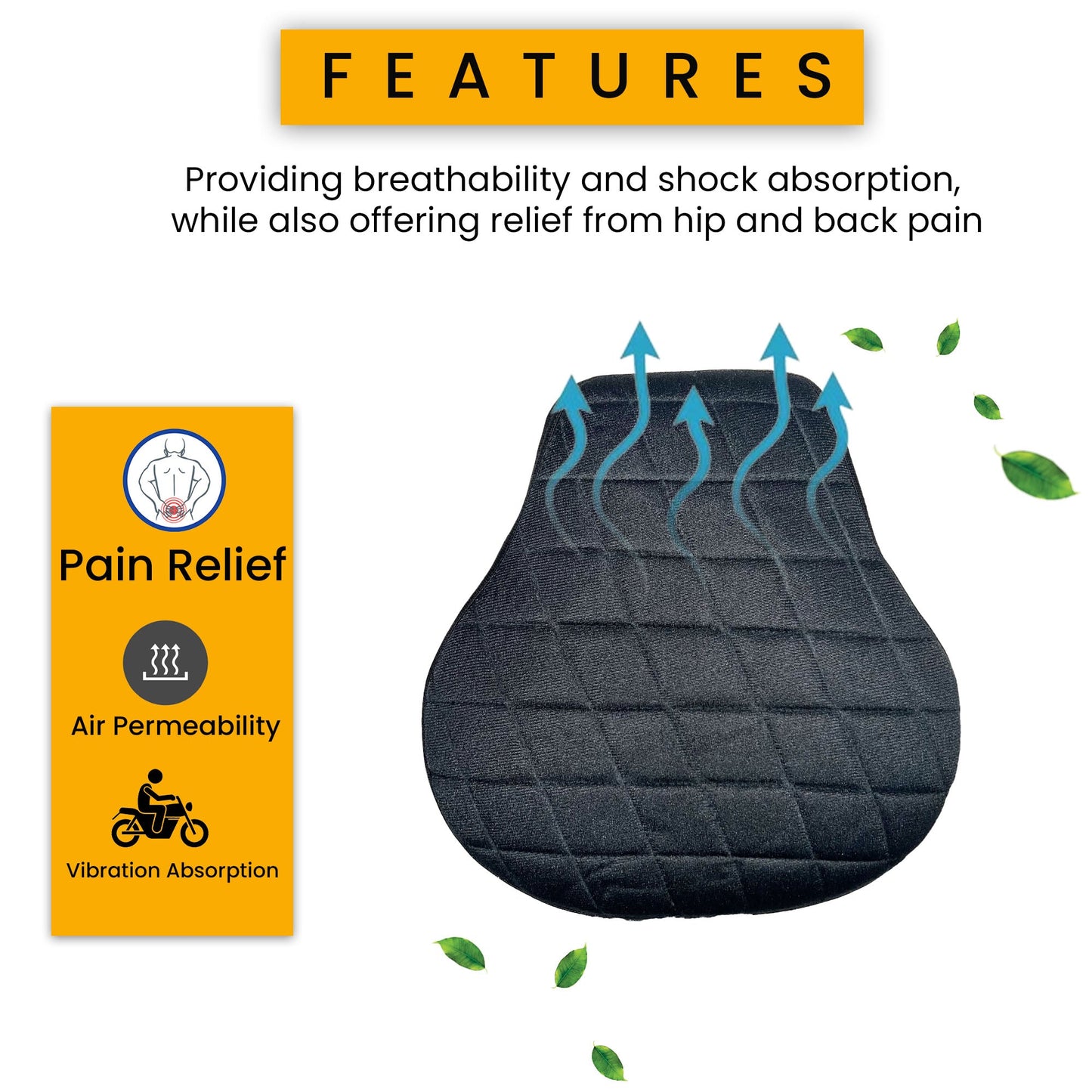 Motorcycle Gel Seat Cushion - Driver Seat Gel Pad for Comfort